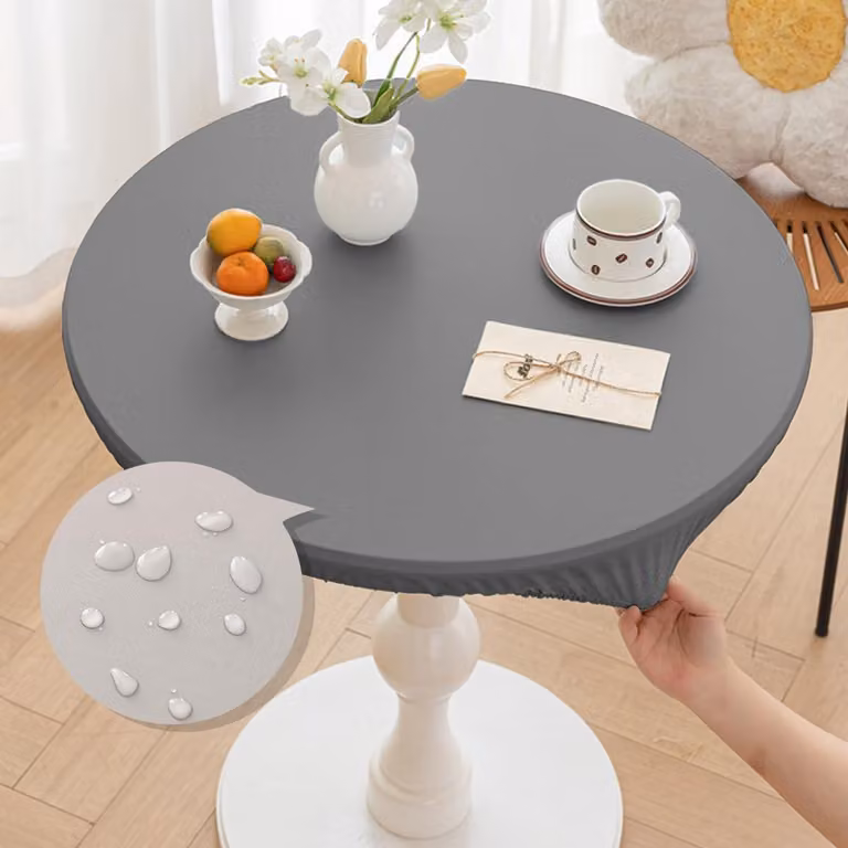 Tovaglia rotonda, in ecopelle, diametro 110 cm, resistente alle intemperie, adatta per giardino e cucina