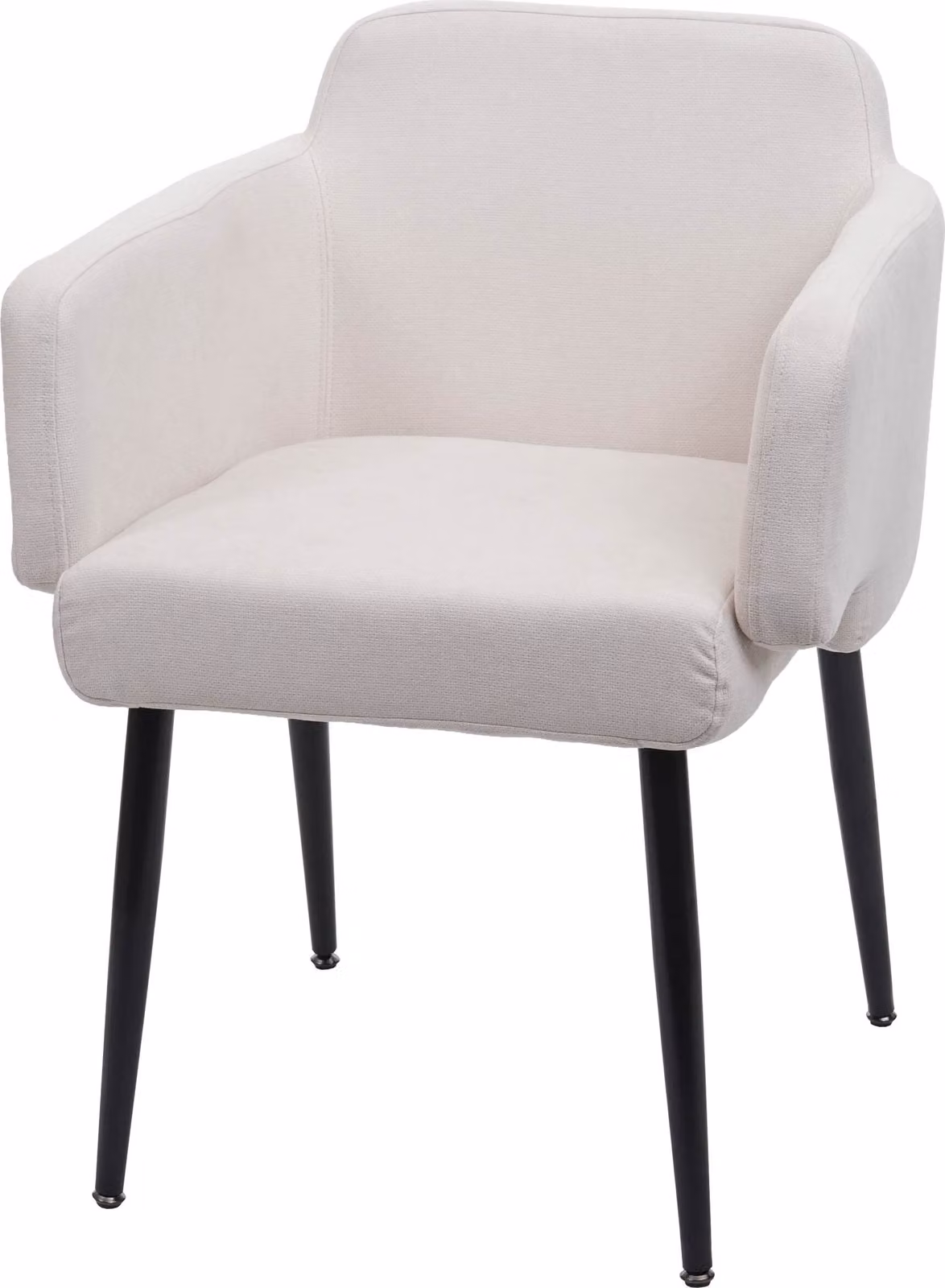 Sedia da pranzo HWC-L13, sedia imbottita sedia da cucina sedia con braccioli, tessuto/tessuto metallo ~ bianco panna