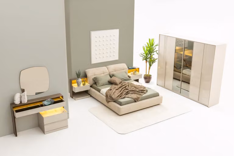 Set camera da letto 6 pezzi: letto, toletta e armadio per la tua casa