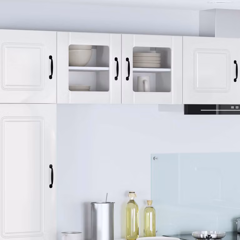 Mobile da parete LUCCA vidaXL in MDF e vetro, Bianco Lucido, set da 2 pezzi
