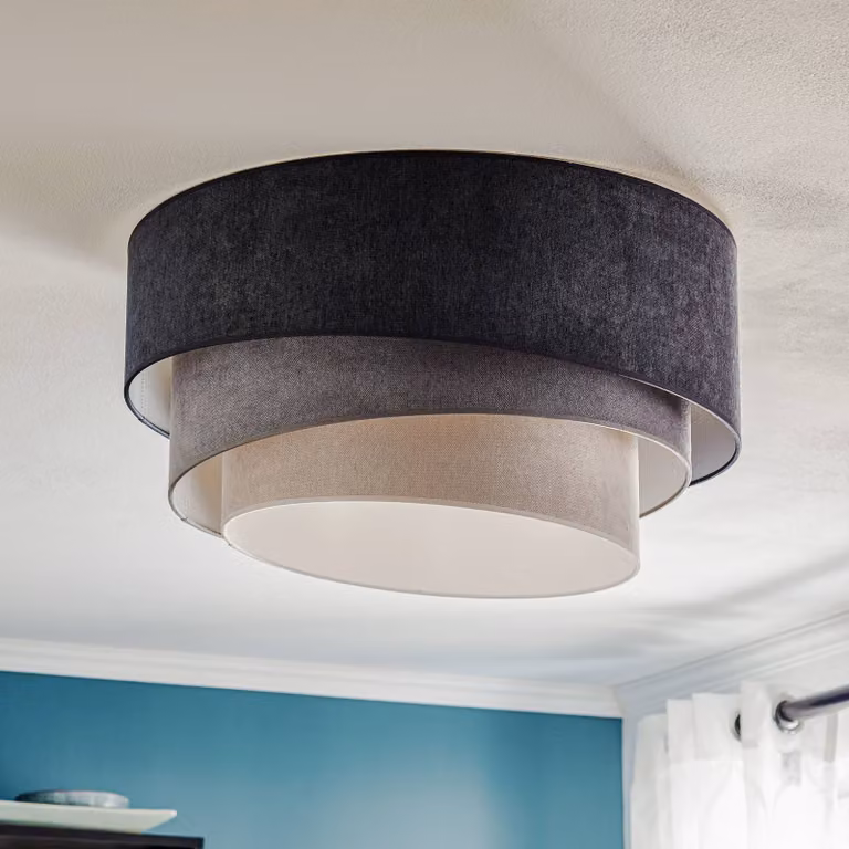 Plafoniera soffitto Pastell Trio Duolla, dimmerabile, Alluminio / Grigio / Zincato, Soggiorno / Sala da pranzo, Tessuto / Stoffa / Seta, Giovanile, Plafoniera