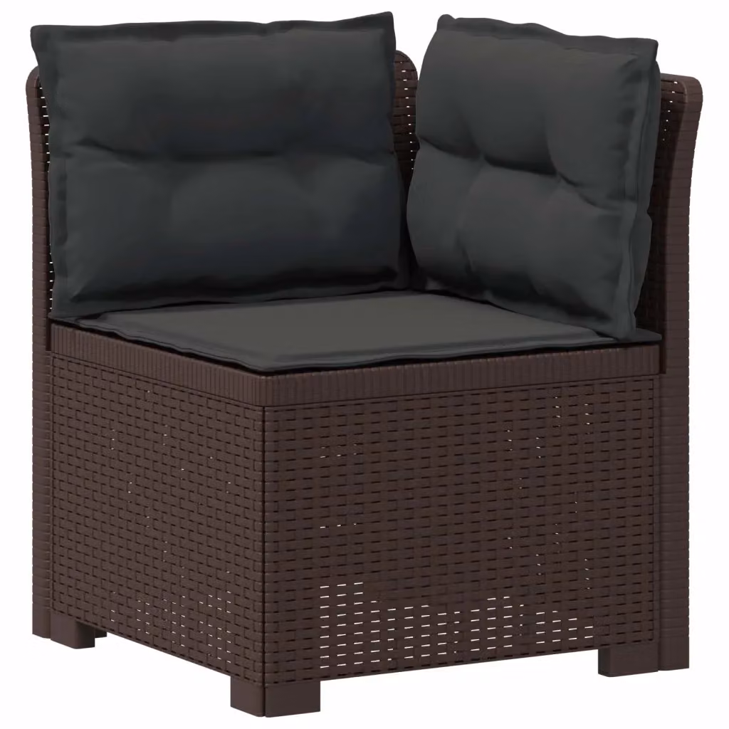 Divano da giardino a 1 posto vidaXL con cuscini in effetto rattan color marrone e antracite – 2
