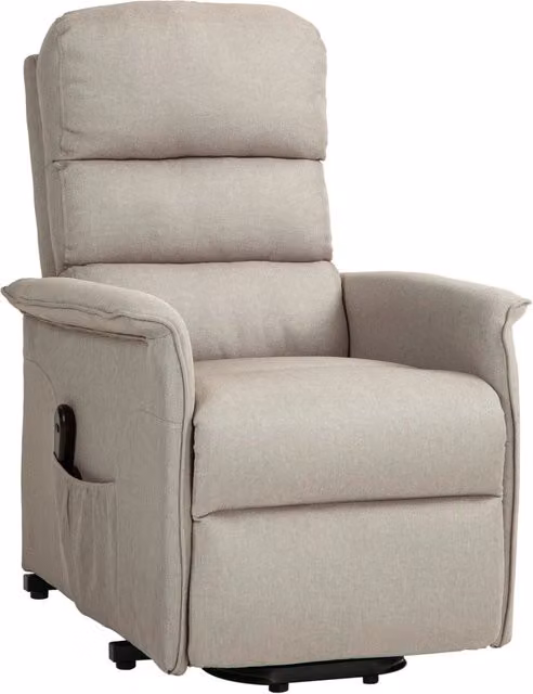 Poltrona Alzapersona Elettrica 1 Motore Reclinabile con Poggiapiedi in Tessuto effetto Lino Beige