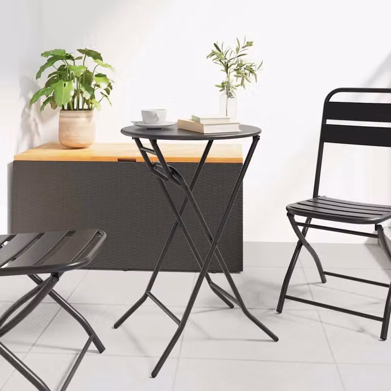 vidaXL Tavolo da giardino rotondo in metallo antracite L/P/H: 50 x 50 x 72 cm