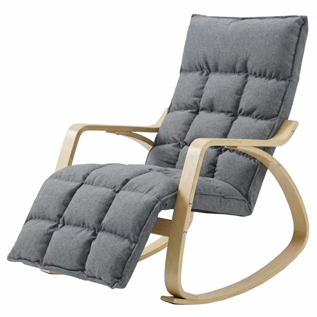 Poltrona dondolo reclinabile con poggiapiedi Zephmum Grigio – 2