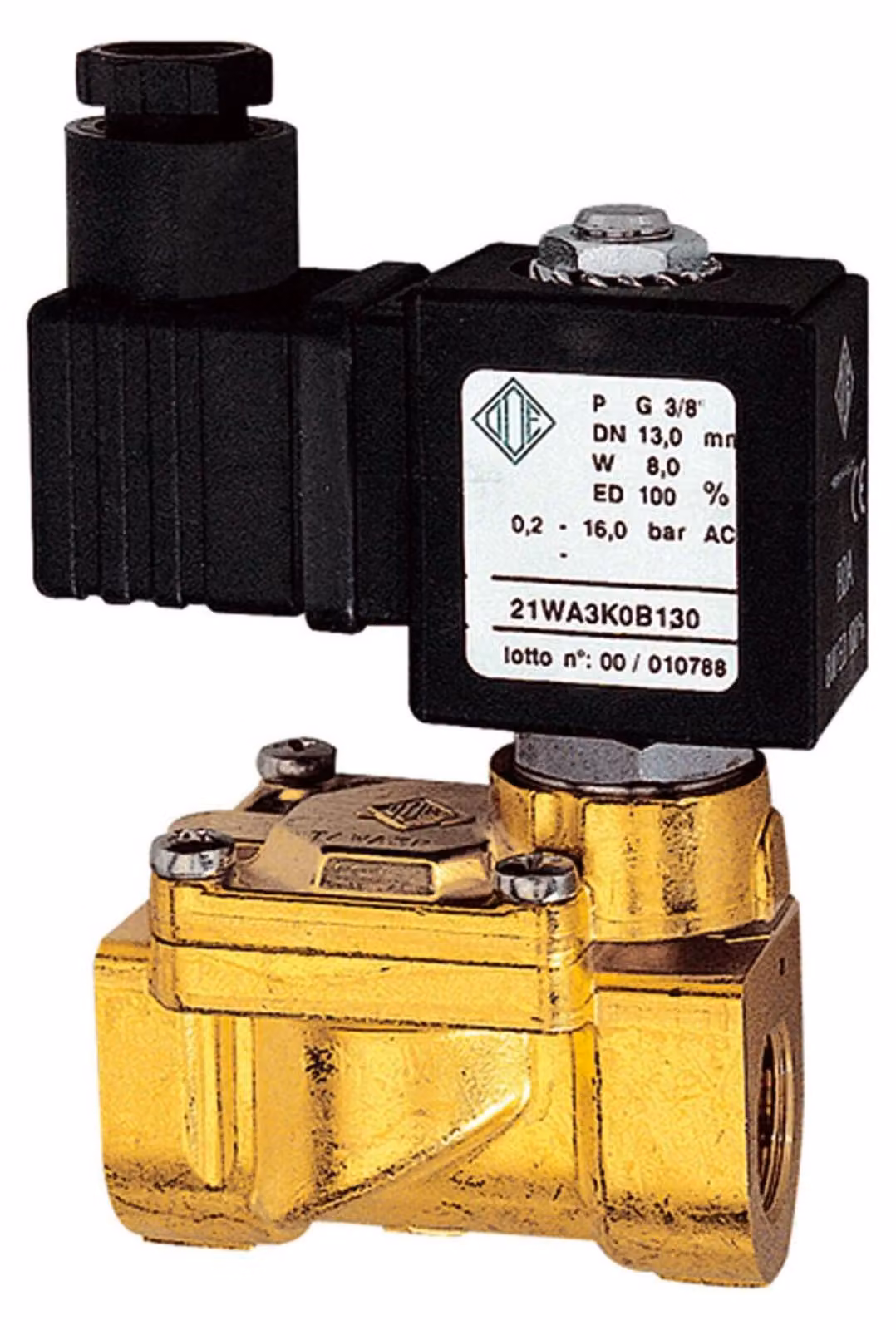 Riegler 2/2-MV, MS, NO, preimpostato, 24V DC, 8W, NBR, G3/8, PN0, 2-16bar