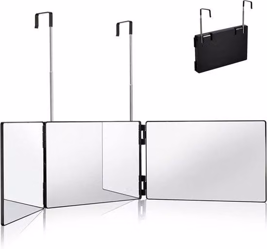Specchio da bagno a 360 gradi con tripla illuminazione a LED e ganci