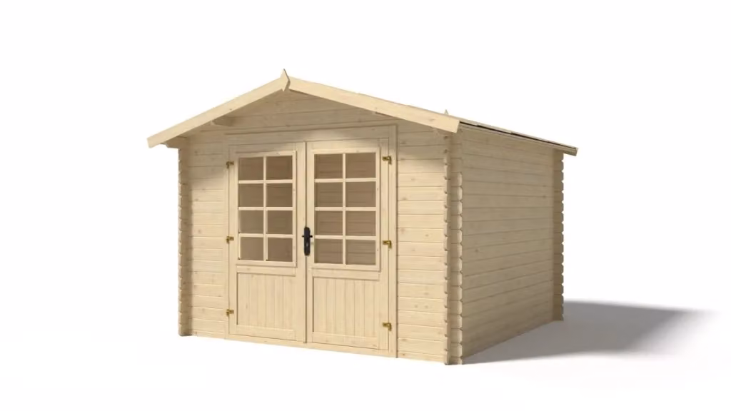 Casetta da giardino in legno ALTANKA modello DOM530 colore marrone con tetto a capanna e spessore pareti 28 mm L/P: 3 x 3 m, H: 235 cm – 2