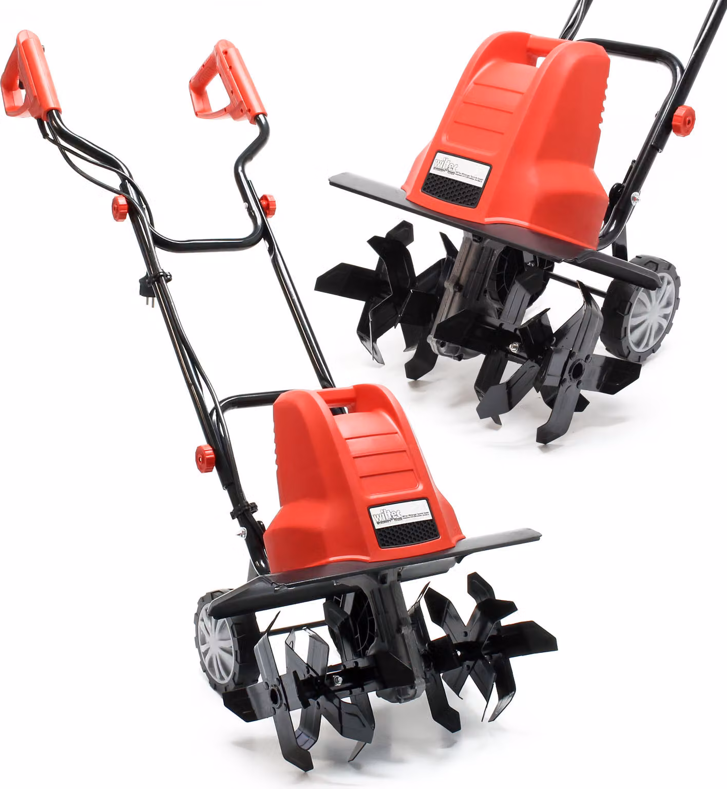 Motozappa elettrica Wiltec 1500 W con 400 giri/min, fresa elettrica da giardino con profondità di lavoro di 220 mm, motozappa con 24 lame, fresa su ruote