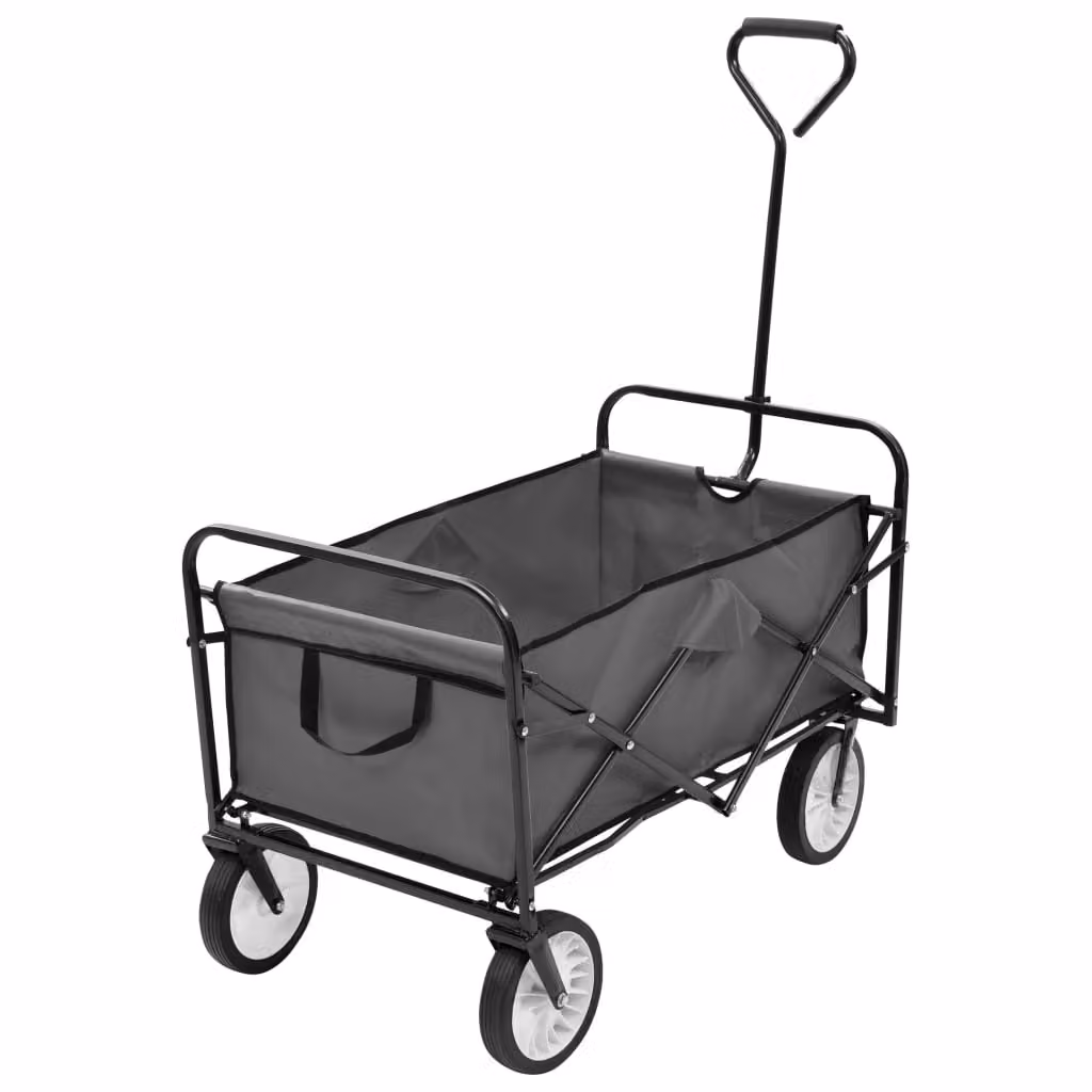 The Living Store Carrello manuale pieghevole in acciaio grigio