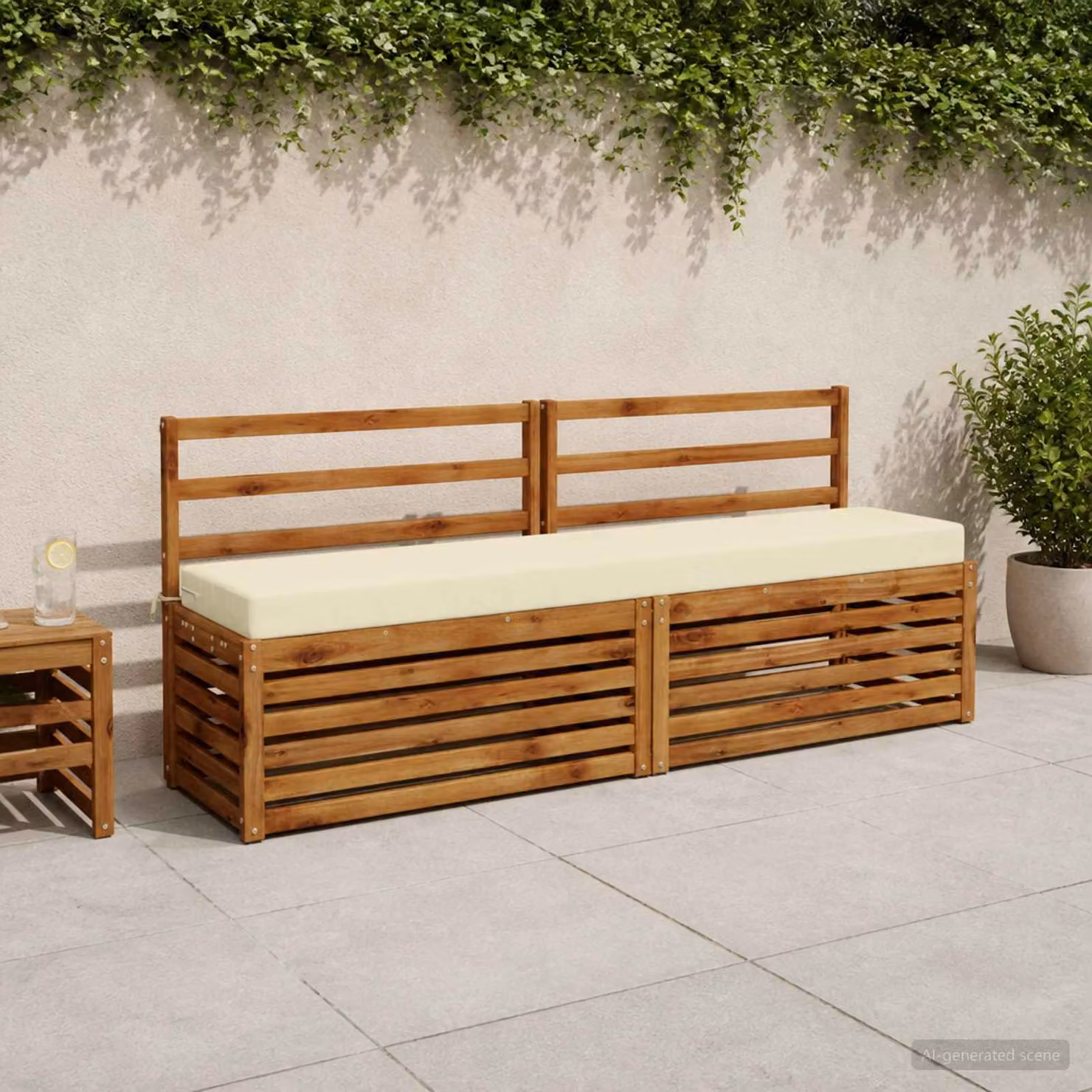 Cuscino per panchina vidaXL SOEST in poliestere con rivestimento rimovibile e resistente ai raggi UV, colore beige