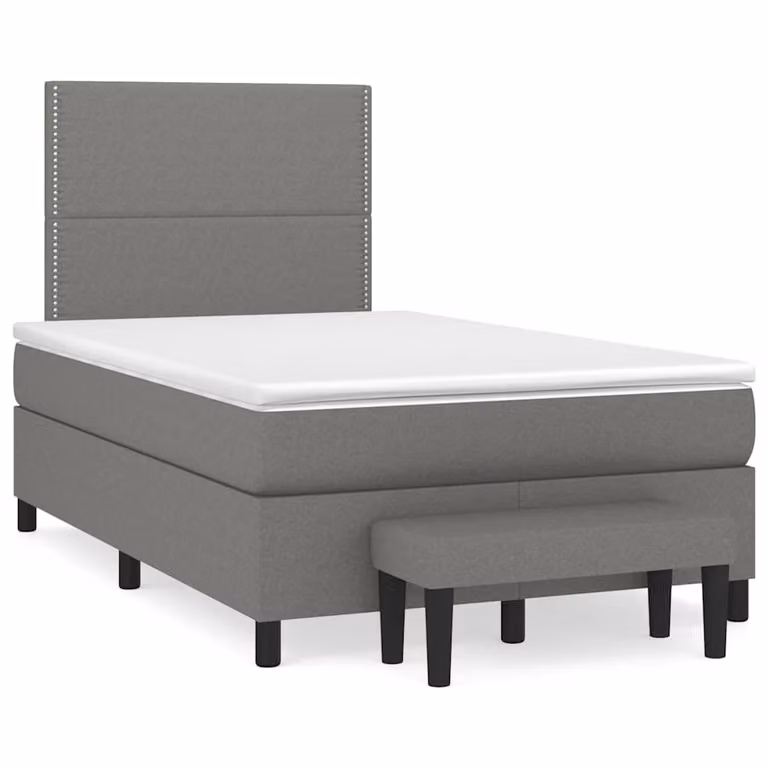 vidaXL Giroletto a Molle Ibrido con Materasso in Tessuto Grigio e Bianco L/P/H: 120 x 200 x 193 cm