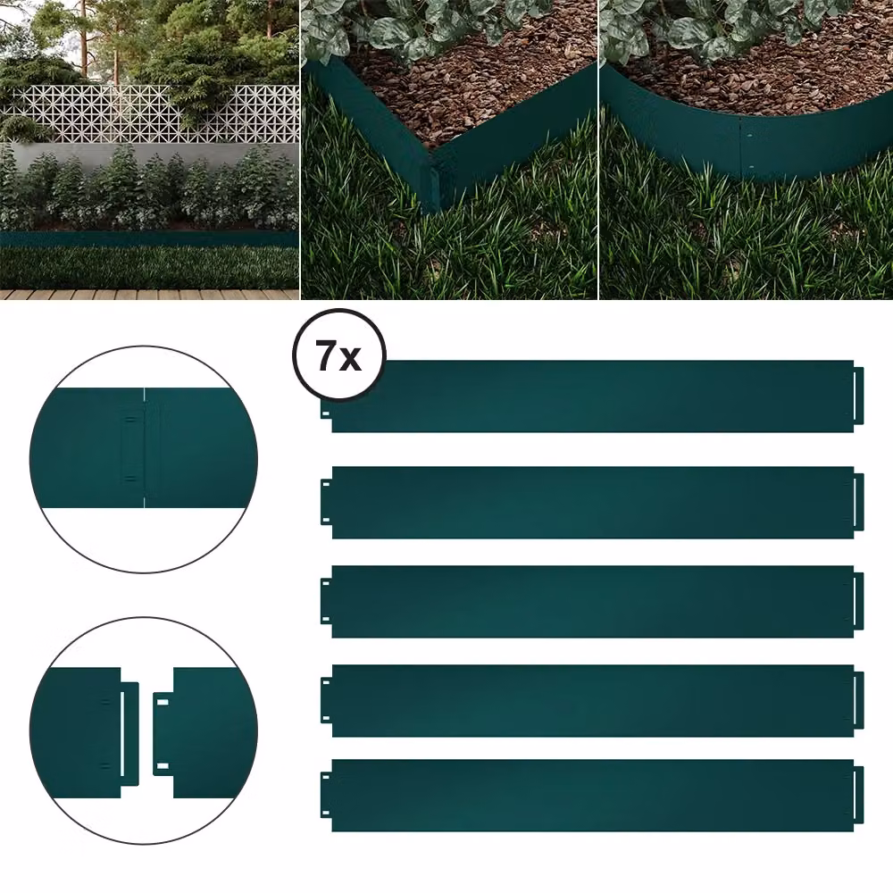 Bordatura per prato e giardino ornamentale Serina in acciaio zincato verde L: 100 cm, H: 14 cm, Lunghezza: 35 m – 2