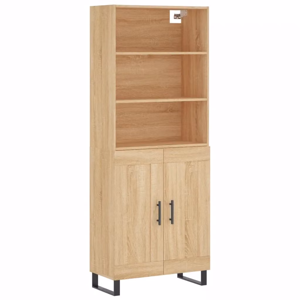 Credenza moderna vidaXL in legno e metallo color rovere, L: 69,5 cm, P: 34 cm, H: 180 cm – 2