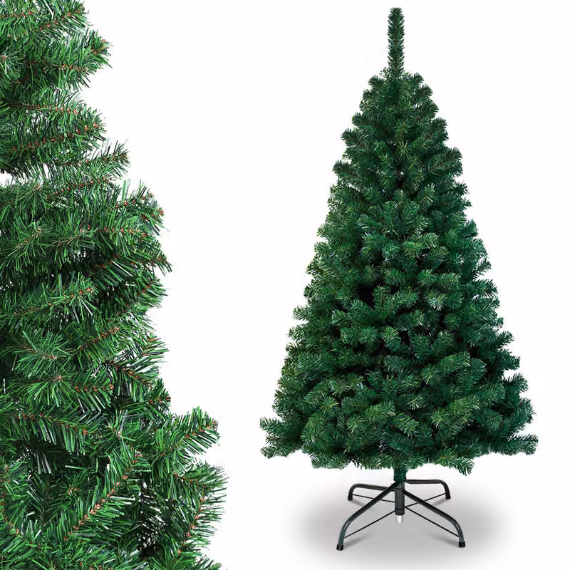 Albero di Natale artificiale Izrielar, altezza 150 cm, con supporto in metallo. Albero di Natale con 488 punte in PVC, sistema a pieghevole, colore verde