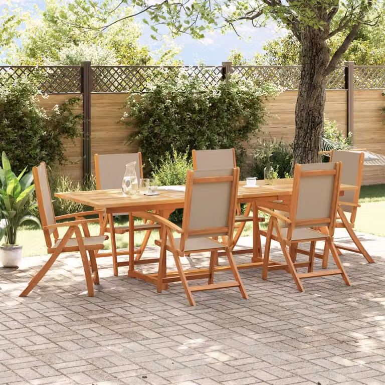 Maison Exclusive - Set da pranzo da giardino a 7 pezzi in legno massello di acacia e Textilene