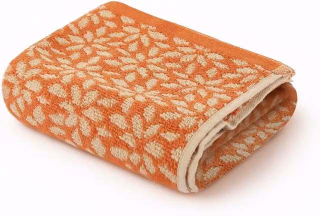 Asciugamano viso KASANOVA in cotone idrofilo con fantasia floreale arancione 50x100 cm