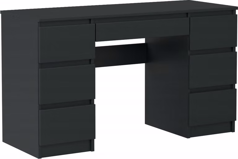 VBChome Scrivania 130 x 50 x 76 cm Nero Scrivania con 7 cassetti Scrivania per computer Scrivania per ufficio Scrivania per lavoro Scrivania per PC