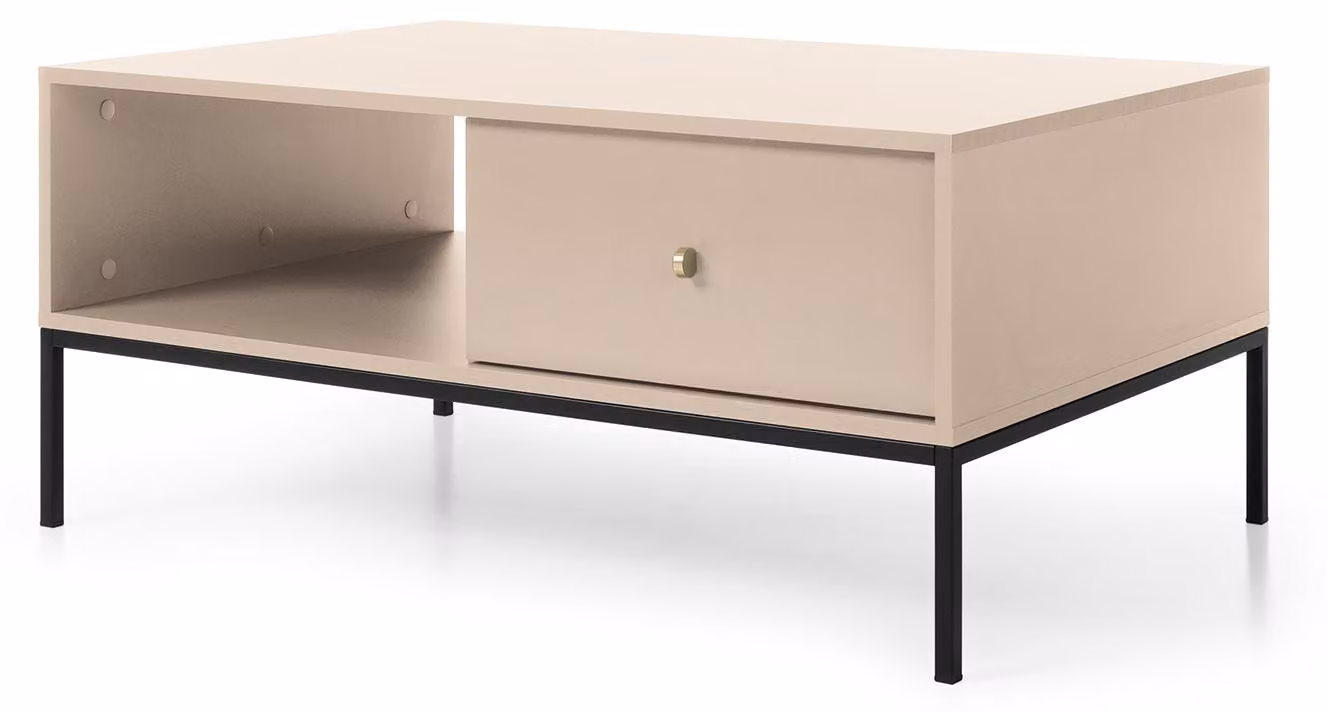 Tavolino da salotto con cassetti, beige, 104 x 68 x 47 cm