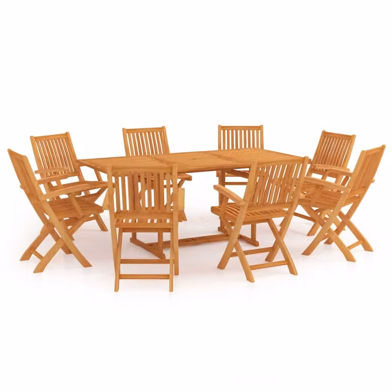 Set da Pranzo da Giardino 9 pz in Legno Massello di Teak