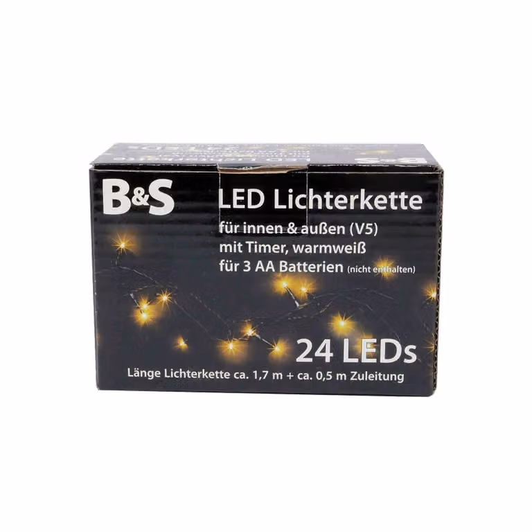 Luci fiabesche 24 LED bianco caldo con funzione timer per interni ed esterni