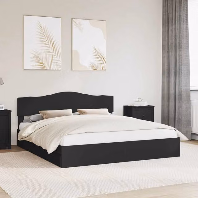 Letto con Contenitore Nero 200 x 200 cm Legno ingegnerizzato 3413062