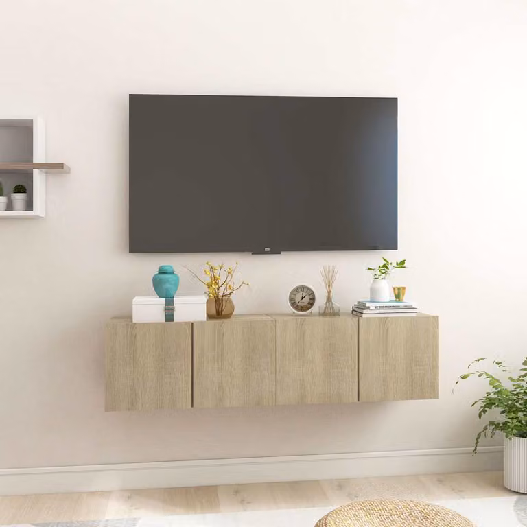 Set di 2 mobili pensili porta TV vidaXL in stile moderno, colore Rovere Sonoma, L 60 cm x P 30 cm x H 30 cm