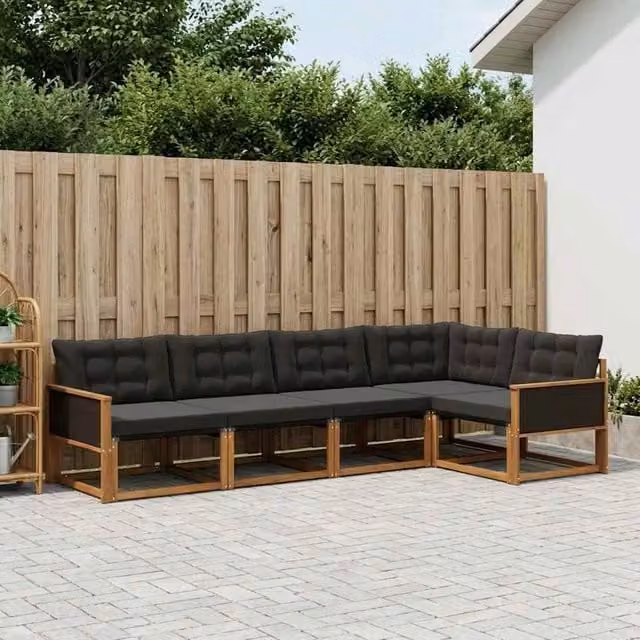 Set di divani da esterno 5 pz Naturale e Nero 3381416