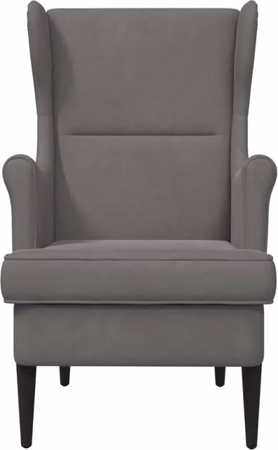 Poltrona Relax Moderna in Velluto Grigio con Braccioli e Struttura in Legno di Gomma e Metallo – 1