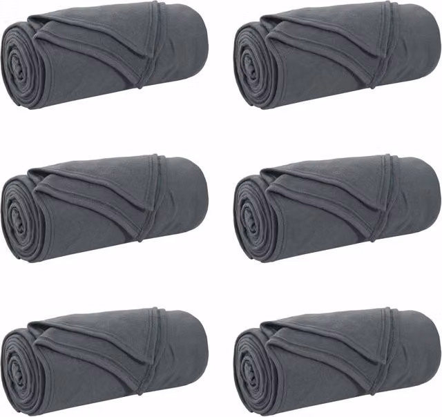 Set di 6 coperte in pile grigio per adulti L 270 cm x P 240 cm – 1