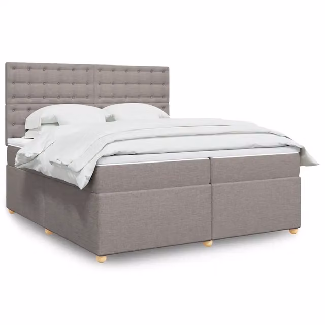 Letto Ibrido con Giroletto a Molle e Materasso vidaXL in Tessuto Beige, Bianco e Grigio L/P: 200 x 200 cm