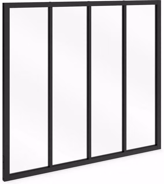 Tetto per officina IDMarket a 4 pannelli in metallo nero e vetro temperato L: 116 cm, H: 108 cm