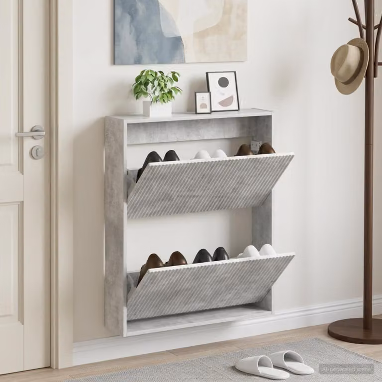 Mobiletto per scarpe da muro vidaXL ARNHEM grigio, L: 71 cm, P: 17 cm, H: 86 cm