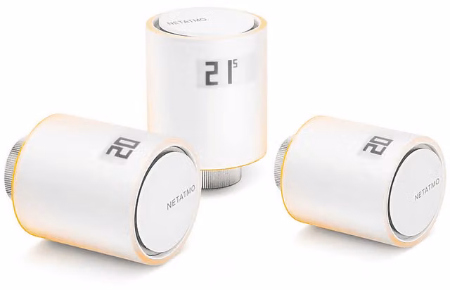 Bundle di 3 Valvole Termostatiche Smart Netatmo WiFi con Controllo via App in Plastica Trasparente e Bianca