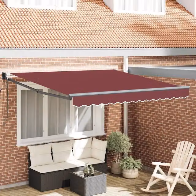 Tenda da Sole Retrattile Automatica VIDAXL con Motore in Poliestere e Alluminio, Colore Rosso e Grigio, L: 300 cm, P: 250 cm