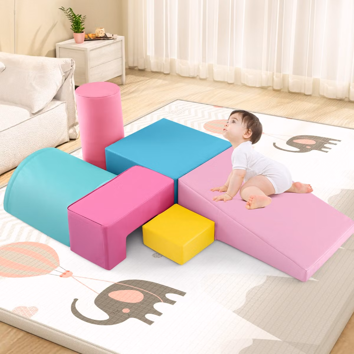 Set di 3 giocattoli da arrampicata e blocchi rampicanti in schiuma multicolore Costway