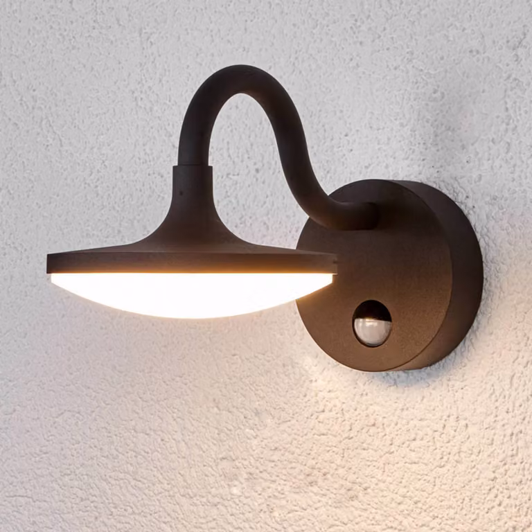 Applique da esterni LED Finny, sensore movimento Finny Lucande, Nero, Alluminio, Moderno