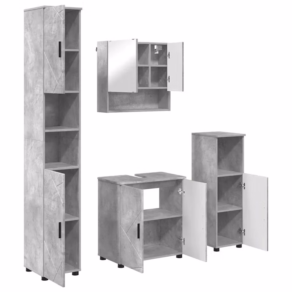 Set di mobili per il bagno vidaXL 4 pezzi in stile minimalista, colore grigio, L/P/H: 61 x 35 x 64 cm – 2