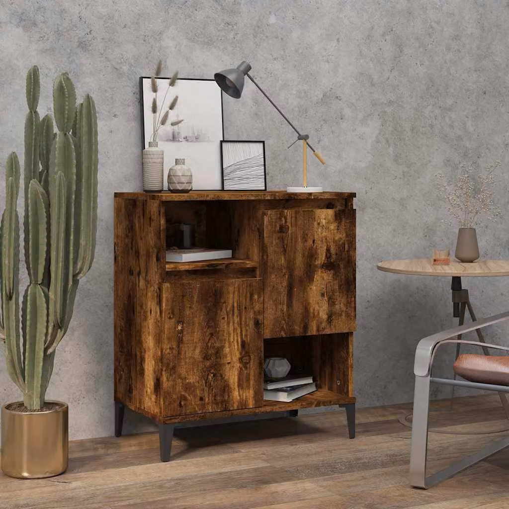 Credenza vidaXL in Legno Rovere Fumo, Design Classico con Montaggio a Parete, L: 60 cm, P: 35 cm, H: 70 cm