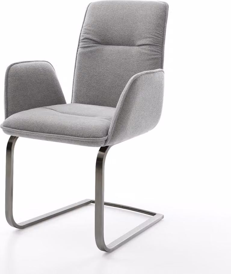 DELIFE sedia a sbalzo Vinja-Flex in tessuto strutturato soft grey sedia a sbalzo flat graphite