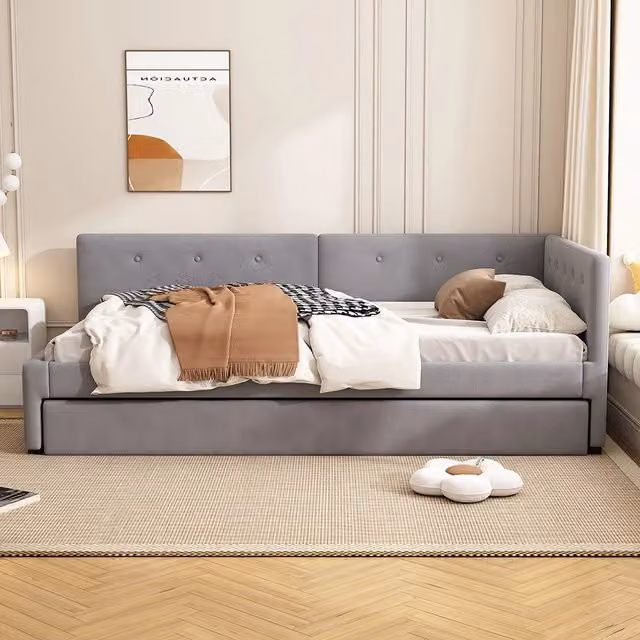Letto a giorno con divano letto - Xylo - 90x200 cm - Grigio