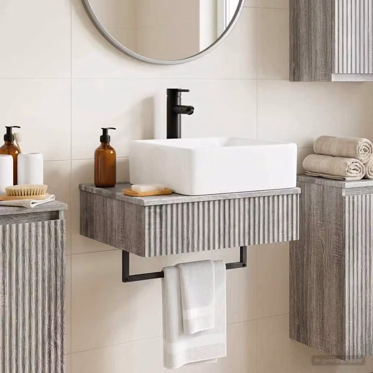 Lavabo da parete vidaXL in stile moderno, colore grigio, L: 50 cm, P: 41 cm, H: 39 cm