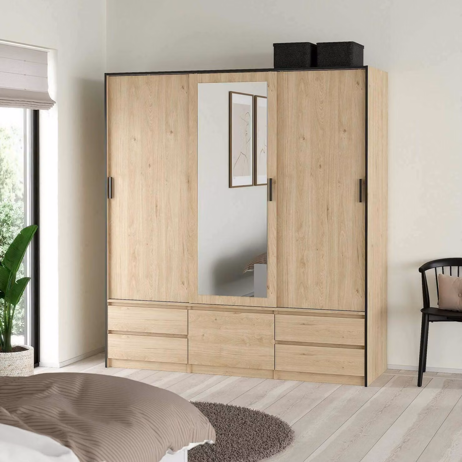 Dmora Guardaroba Grande Ljalkova 60.25x200h cm Marrone Rovere, Appendiabiti 4 Ante