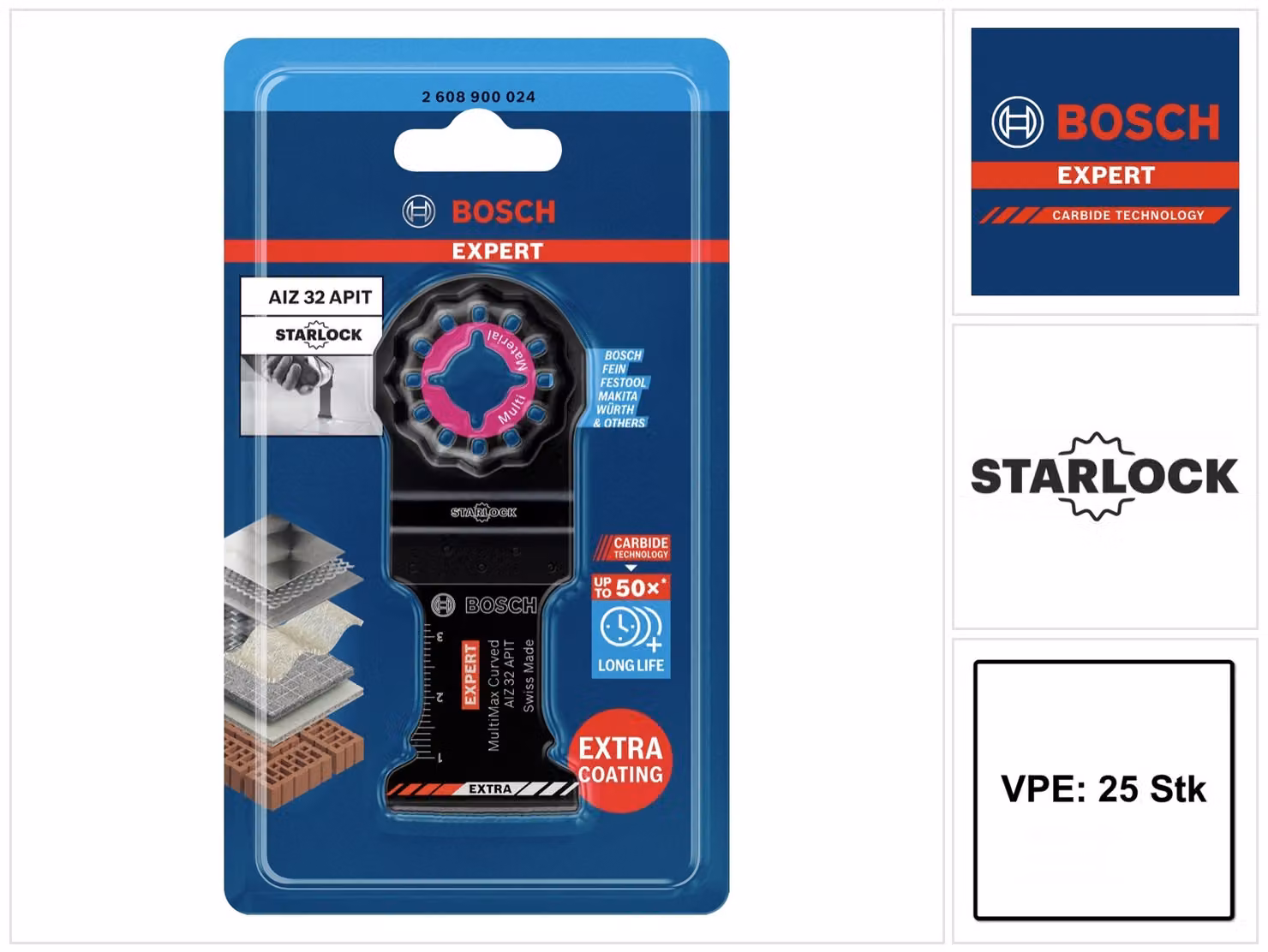 Bosch 2608900027 Bosch EXPERT Starlock Carbide Tauchsägeblatt AIZ32APIT