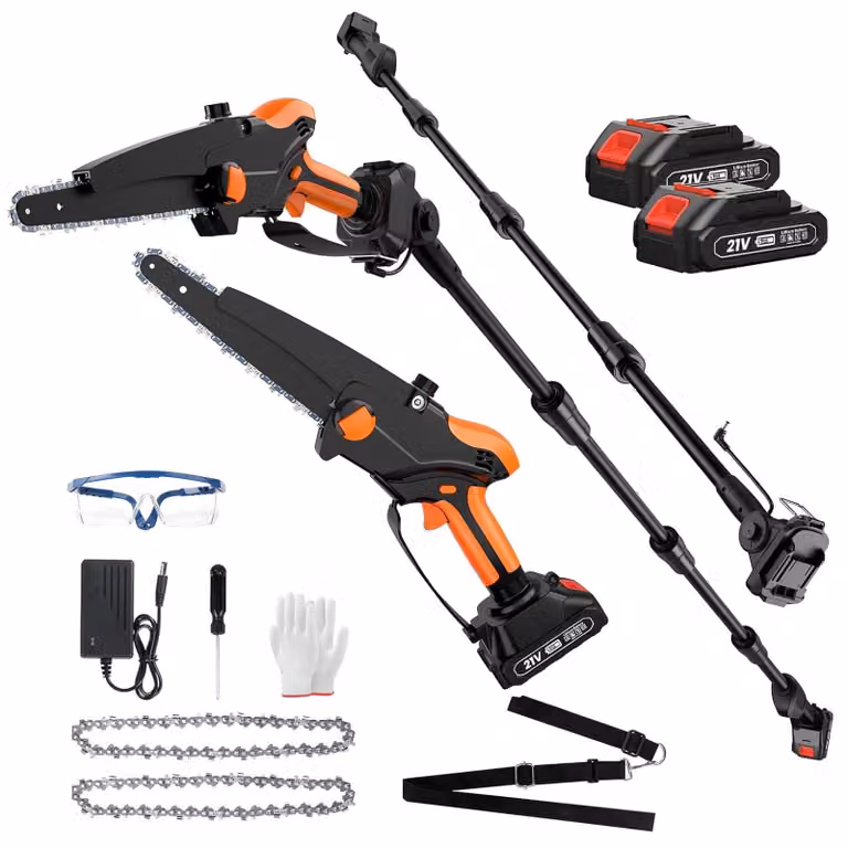 Troncatrice a batteria 2-in-1, mini tagliasacchi - lama da 8 pollici - elettrica - con manico telescopico
