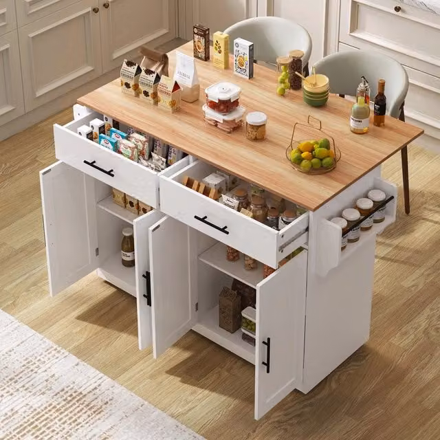 Carrello Servitore Pieghevole Xylo Bianco e Marrone in Legno e Metallo L/P/H: 120 x 46 x 91 cm
