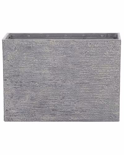 Vaso per piante in pietra grigia 34 x 80 x 56 cm Fioriera rettangolare per interni ed esterni