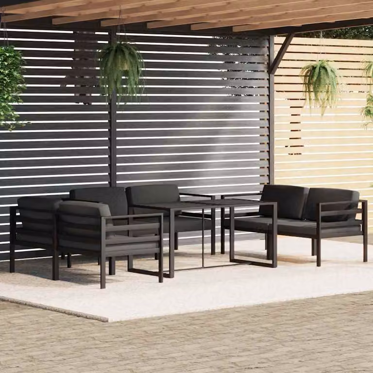 vidaXL Set Divani da Giardino 7 Pezzi con Cuscini in Alluminio Antracite e Tavolino da Esterno