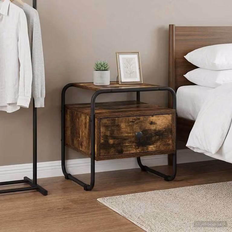 Armadio da notte moderno vidaXL in legno e metallo colore marrone L 40 cm x P 39,5 cm x H 40 cm