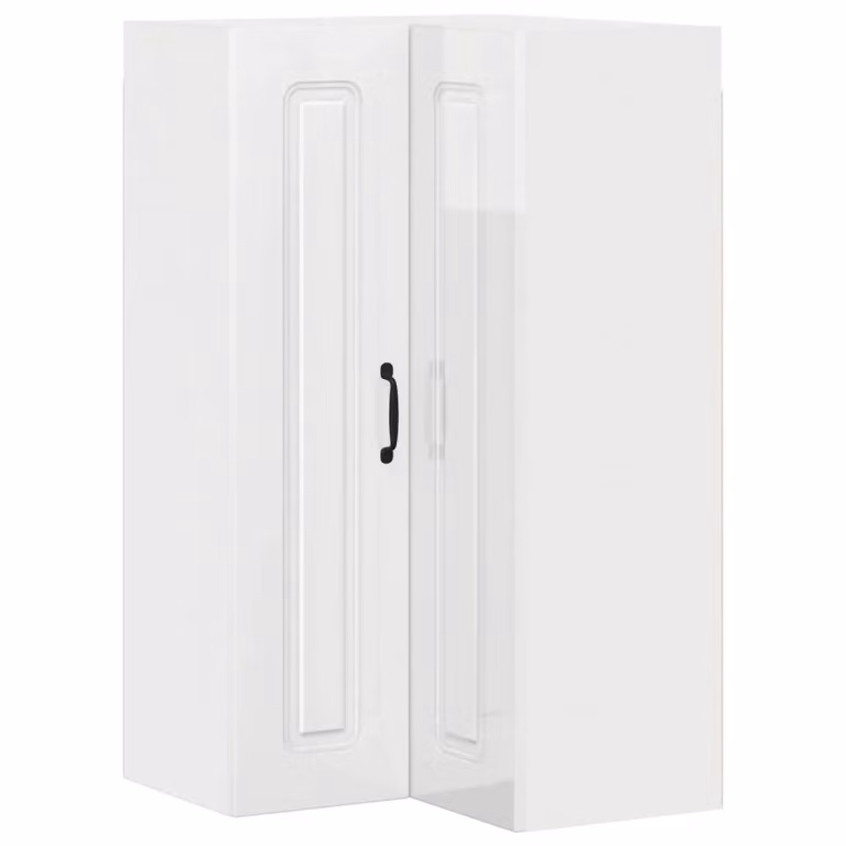 Mobile pensile d'angolo moderno vidaXL in MDF bianco lucido L/P/H: 57 x 57 x 100 cm